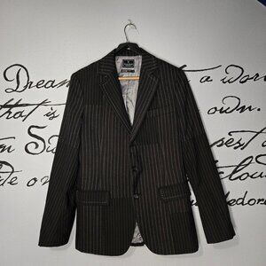 Marc Ecko Unique Pin Stripe Patchwork Black Blazer Sports Coat, S